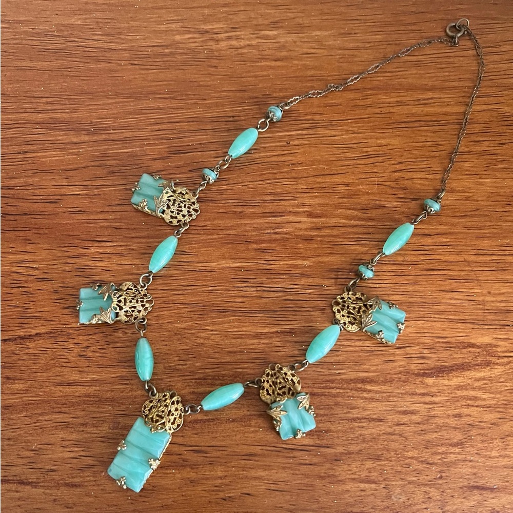 Vintage Czech Art Deco Peking Glass Necklace